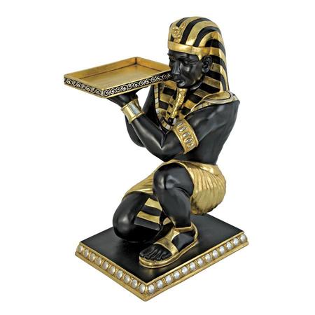 DESIGN TOSCANO Egyptian Pharaoh's Kneeling Nubian Servant: Egyptian Side Table Statue NE867003